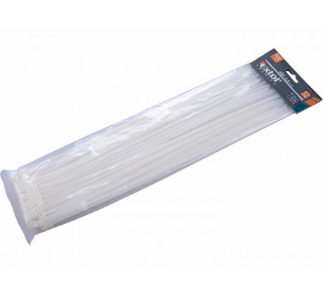 Pásky sťahovacie biele, 4,8x400mm, 100ks, Ø105mm, 22kg, nylon PA66, EXTOL PREMIUM