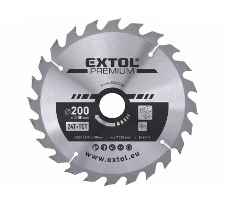 Kotúč pílový s SK plátkami, ø200x3,2x30mm, 24z, EXTOL PREMIUM