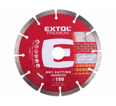 Kotúč rezný diamantový segmentový, 150mm, EXTOL PREMIUM