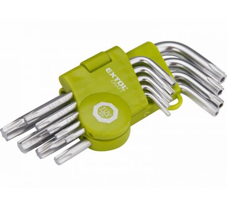 Kľúče Torx s dierkou krátke, 9-dielna sada, T10-50, EXTOL CRAFT