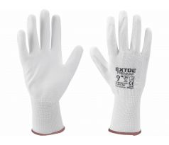 Rukavice z polyesteru polomáčané v PU, biele, 9", EXTOL PREMIUM