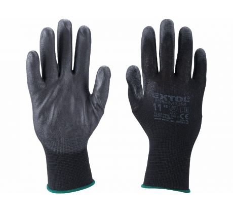 Rukavice z polyesteru polomáčané v PU, čierne, 11", EXTOL PREMIUM