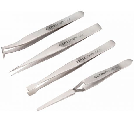 Pinzety, sada 4ks, antikoro, EXTOL PREMIUM