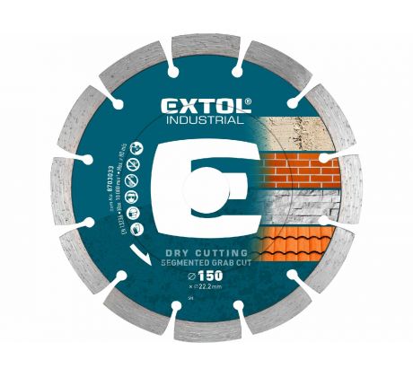 Kotúč rezný diamantový Grab Cut, 150mm, EXTOL INDUSTRIAL