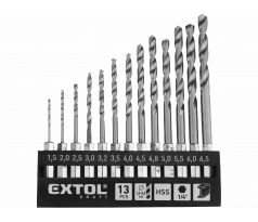 Sada vrtákov do kovu 1,5-6,5mm s 1/4" šesťhranným úchytom, HSS, EXTOL CRAFT