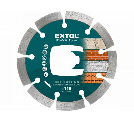 Kotúč rezný diamantový Grab Cut, 115mm, EXTOL INDUSTRIAL