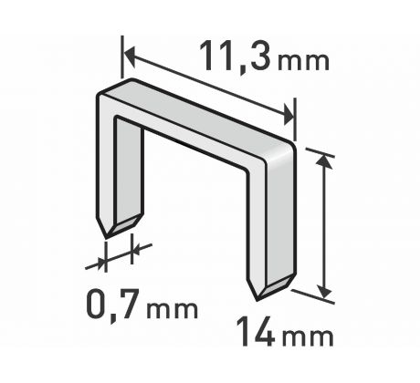 Spony 14mm, 11,3x0,7mm, balenie 1000ks, EXTOL PREMIUM
