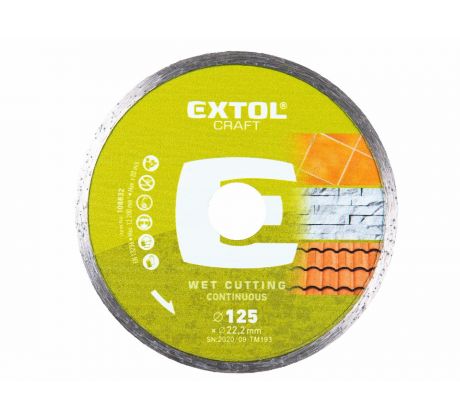 Kotúč rezný diamantový plný, 125mm, EXTOL CRAFT