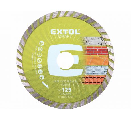 Kotúč rezný diamantový Turbo, 125mm, EXTOL CRAFT
