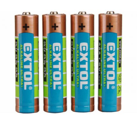 Batéria alkalická 4ks, 1,5V, typ AAA, EXTOL ENERGY