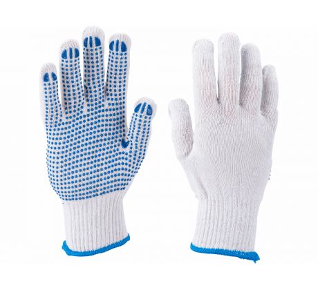 Rukavice bavlnené s PVC terčíkmi na dlani, 10", EXTOL CRAFT