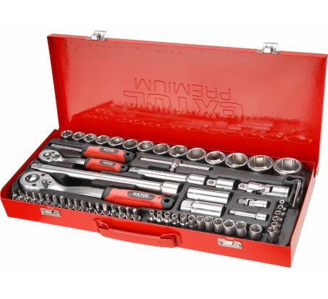 Sada nástrčných a zástrčných kľúčov, 1/4", 1/2", 65ks, EXTOL PREMIUM