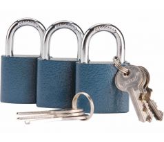Zámky visacie, sada 3ks na spoločný kľúč, 6 kľúčov, EXTOL CRAFT