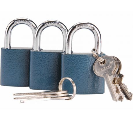 Zámky visacie, sada 3ks na spoločný kľúč, 6 kľúčov, EXTOL CRAFT