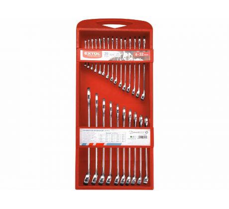 Kľúče očko-vidlicové, 25-dielna, CrV, EXTOL PREMIUM
