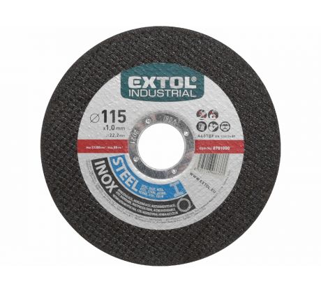 Kotúč rezný na oceľ a antikoro 115x1,0mm, EXTOL INDUSTRIAL