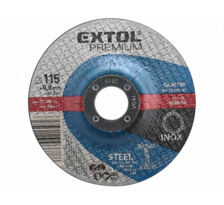 Kotúč rezný na oceľ a antikoro, 115x0,8mm, EXTOL PREMIUM