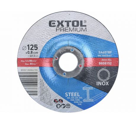 Kotúč rezný na oceľ a antikoro, 125x0,8mm, EXTOL PREMIUM