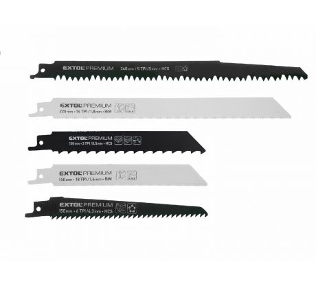 List pílový do chvostovej píly, 5-dielna sada, HCS, BIM, EXTOL PREMIUM