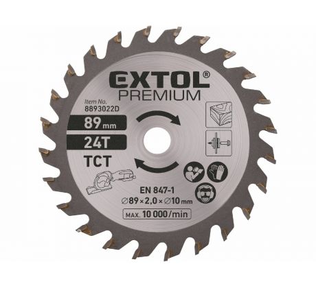 Kotúč pílový na drevo, Ø89mm, 24Z , pre 8893022, EXTOL PREMIUM