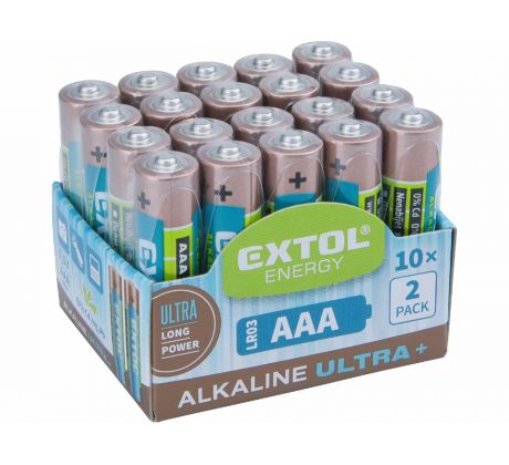 Batéria alkalická 20ks, 1,5V, typ AAA, EXTOL ENERGY