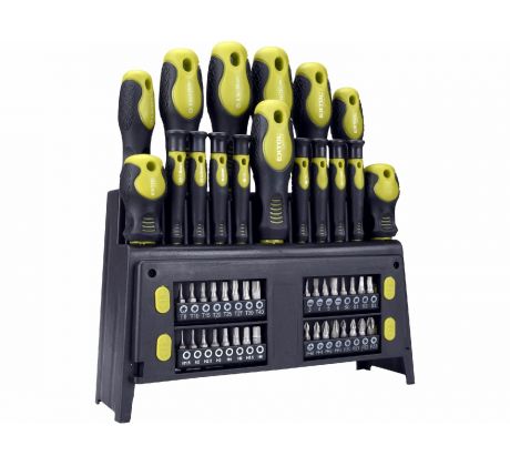 Skrutkovače magnetické s plastovým stojanom, 49-dielna sada, CrV, EXTOL CRAFT