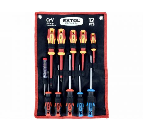Skrutkovače magnetické, 12-dielna sada, CrV, EXTOL PREMIUM