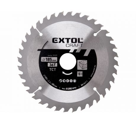 Kotúč pílový s SK plátkami, 185x1,4x30mm, 36z, EXTOL CRAFT