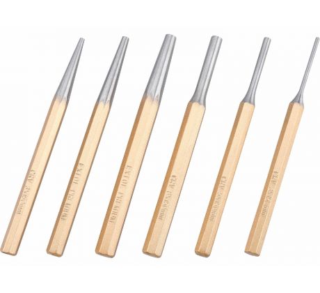 Priebojníky a vyrážače závlačiek, 6-dielna sada, plechové puzdro, EXTOL PREMIUM