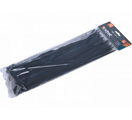 Pásky sťahovacie čierne, 4,8x300mm, 100ks, pr82mm, 22kg, nylon PA66, EXTOL PREMIUM