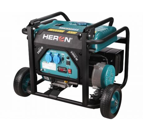 Elektrocentrála rámová benzínová 1F, 3,5kW, podvozok, HERON