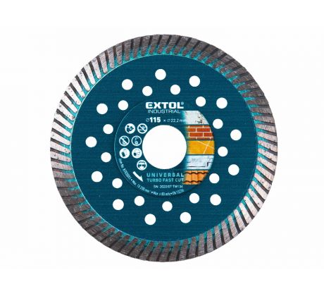 Kotúč rezný diamantový Turbo Fast Cut, 115mm, EXTOL INDUSTRIAL