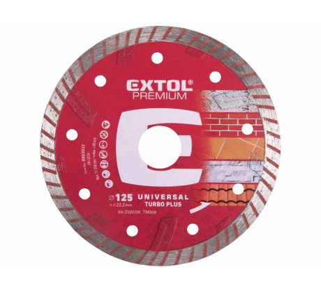 Kotúč rezný diamantový Turbo plus, ø125mm, EXTOL PREMIUM