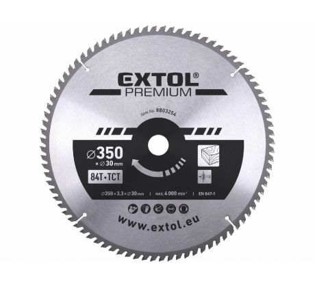 Kotúč pílový s SK plátkami, Ø350x3,5x30mm, 84z, EXTOL PREMIUM