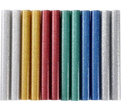 Tyčinky tavné farebné ligotavé 12ks, Ø11mm, dĺžka 100mm, EXTOL CRAFT