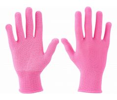 Rukavice polyester ružové, PVC terčíky, 7", EXTOL LADY
