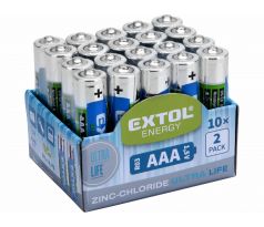 Batéria zink-chloridová 20ks, 1,5V, typ AAA, EXTOL ENERGY