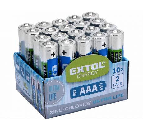 Batéria zink-chloridová 20ks, 1,5V, typ AAA, EXTOL ENERGY