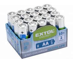 Batéria zink-chloridová 20ks, 1,5V, typ AA, EXTOL ENERGY