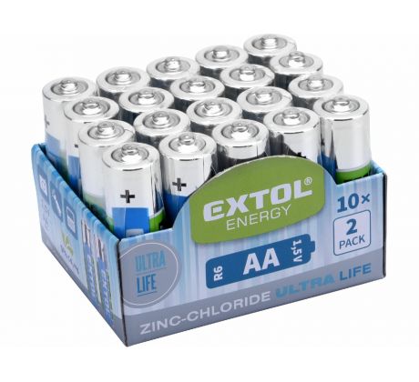 Batéria zink-chloridová 20ks, 1,5V, typ AA, EXTOL ENERGY