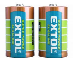 Batéria alkalická 2ks, 1,5V, typ D, EXTOL ENERGY