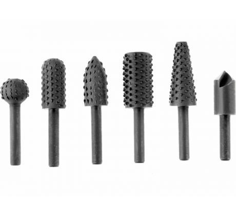 Rašple rotačné na drevo, 6-dielna sada, stopka Ø6mm, EXTOL PREMIUM