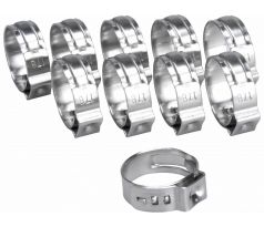 Spona na 3/8" pneumatickú hadicu, 10ks, Ø 14.6mm - 17.8mm, antikoro, EXTOL PREMIUM