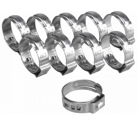Spona na 1/2" pneumatickú hadicu, 10ks, Ø 17.8mm - 21.0mm, antikoro, EXTOL PREMIUM
