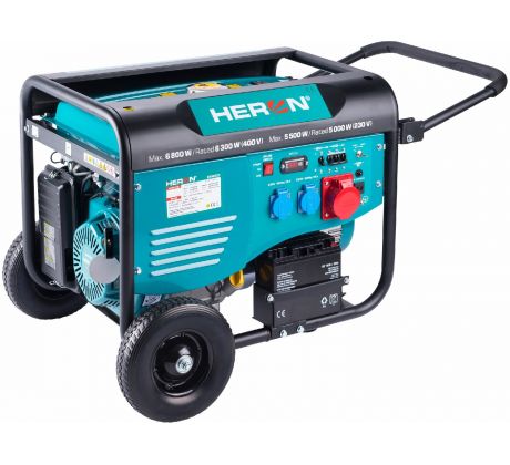 Elektrocentrála rámová benzínová 3F, 6,8kW/6,3kW, elektrický štart, HERON