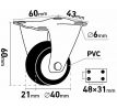 Kolieska pevné 2ks, Ø40mm, max. 30kg/1ks, EXTOL PREMIUM