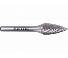 Fréza karbidová konvexná špicatá, Ø12mm, rezná dĺžka 25mm, stopka Ø6mm, EXTOL INDUSTRIAL