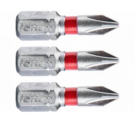 Bit krížový 3ks, PH 1x25mm, S2, FORTUM