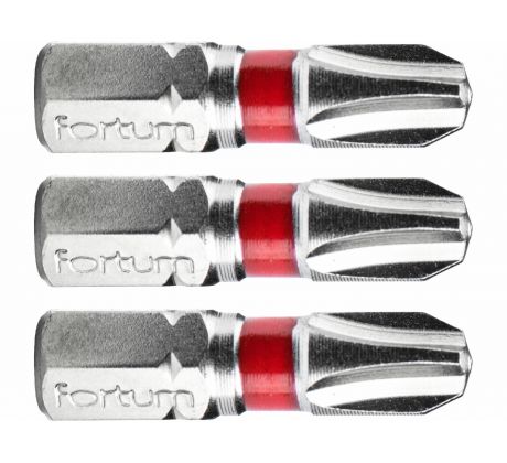 Bit krížový 3ks, PH 3x25mm, S2, FORTUM
