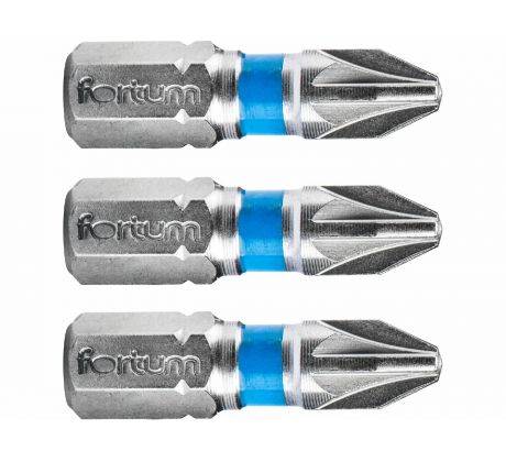Bit krížový 3ks, PZ 2x25mm, S2, FORTUM